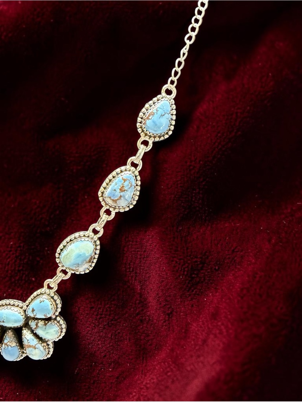 Golden Hills Turquoise Teardrop in Solid Sterling Silver Stunning Necklace - Picture 5 of 14
